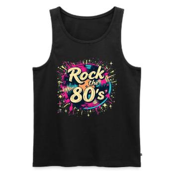 Rock Les années 80 Fête Fête Look rétro des années 80 - Débardeur bio Premium Homme - noir - Devant - AI Model Male 178 light (178cm)