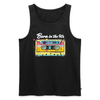 Born in the 90's Cassette Retro Look 90s Fans - Men's Premium Organic Tank Top - black - Front - Michal (187cm)