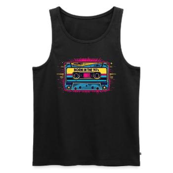 Born in the 90's Cassette Retro Look 90s Fans - Men's Premium Organic Tank Top - black - Front - Michal (187cm)