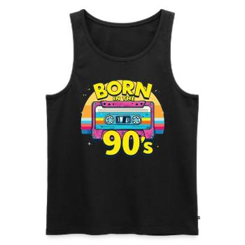 Born in the 90's Cassette Retro Look 90s Fans - Men's Premium Organic Tank Top - black - Front - Michal (187cm)