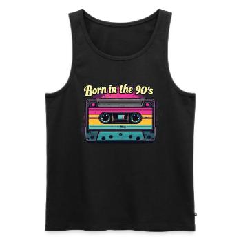 Born in the 90's Cassette Retro Look 90s Fans - Men's Premium Organic Tank Top - black - Front - Michal (187cm)