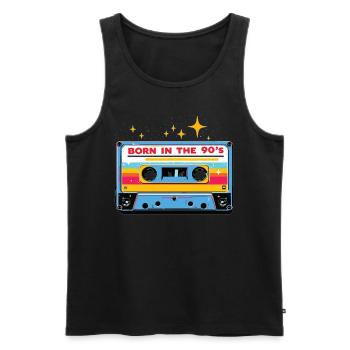 Born in the 90's Cassette Retro Look 90s Fans - Men's Premium Organic Tank Top - black - Front - Michal (187cm)