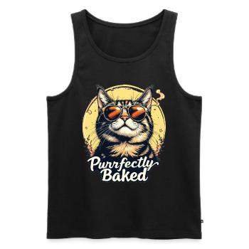 Purrfectly Baked Katze Lustiger Katzen Spruch - Männer Premium Bio Tank Top - Schwarz - Vorne - Michal (187cm)