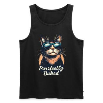 Purrfectly Baked Katze Lustiger Katzen Spruch - Männer Premium Bio Tank Top - Schwarz - Vorne - Michal (187cm)