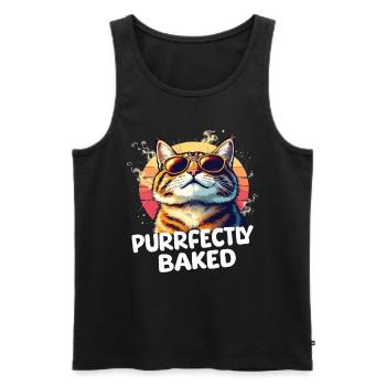 Purrfectly Baked Katze Lustiger Katzen Spruch - Männer Premium Bio Tank Top - Schwarz - Vorne - Michal (187cm)