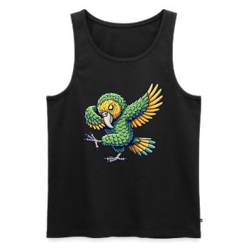 Kakapo, Parrot, Bird, Dabbing - Men's Premium Organic Tank Top - black - Front - Michal (187cm)