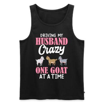 Driving Husband One Goat At Time Crazy Goat Mom Go - Men's Premium Organic Tank Top - black - Front - Michal (187cm)
