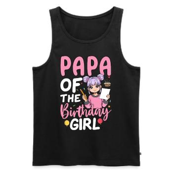 Papa de la fille d’anniversaire - Débardeur bio Premium Homme - noir - Devant - AI Model Male 178 light (178cm)