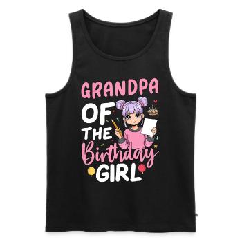 Papi de la fille d’anniversaire - Débardeur bio Premium Homme - noir - Devant - Michal (187cm)