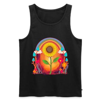 Regenbogen Sonne Sonnenblume Garten Sommer Natur - Männer Premium Bio Tank Top - Schwarz - Vorne - Michal (187cm)