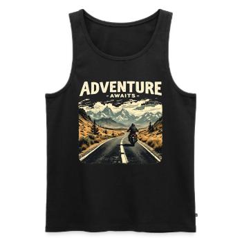 Adventure Awaits Motorcycle Motorcyclist Motorcycle - Men's Premium Organic Tank Top - black - Front - Michal (187cm)