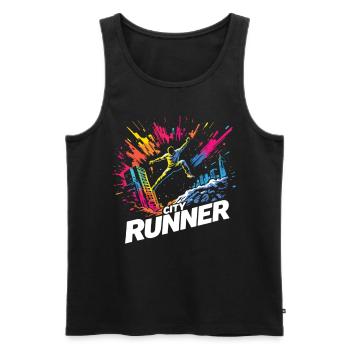 City Runner Stadtläufer - Männer Premium Bio Tank Top - Schwarz - Vorne - AI Model Male 178 light (178cm)