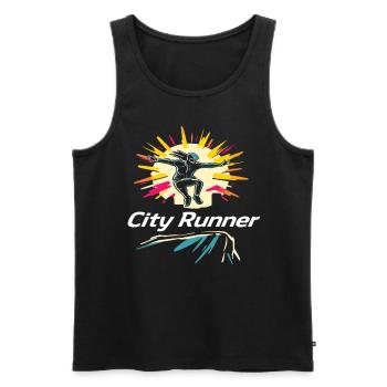 City Runner Stadtläufer - Men's Premium Organic Tank Top - black - Front - Michal (187cm)