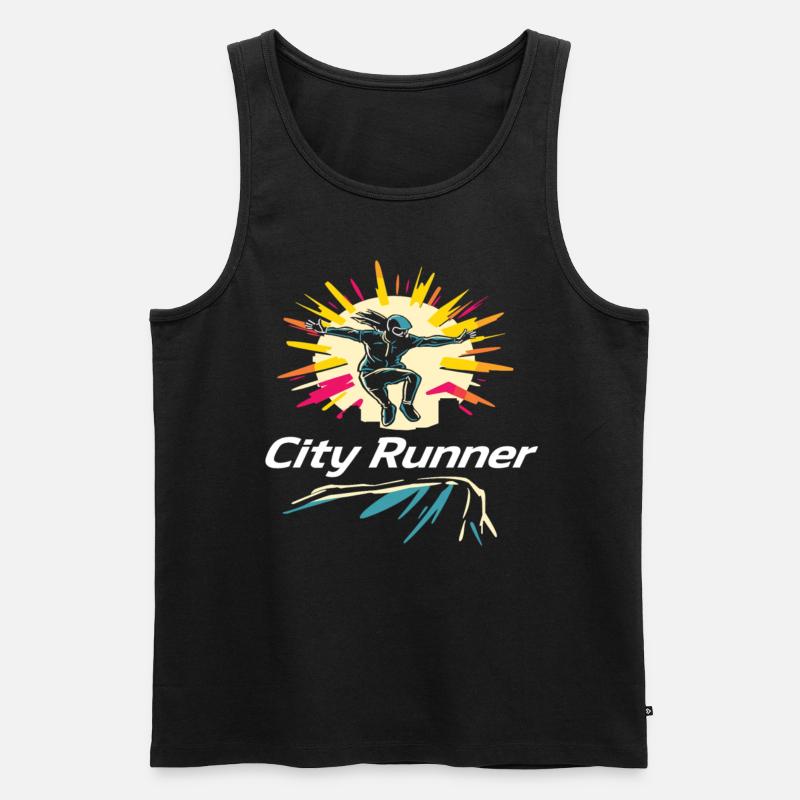 City Runner Stadtläufer - Männer Premium Bio Tank Top - Schwarz