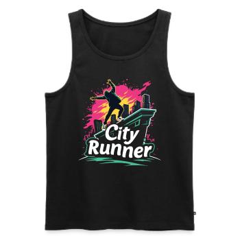 City Runner Stadtläufer - Men's Premium Organic Tank Top - black - Front - Michal (187cm)