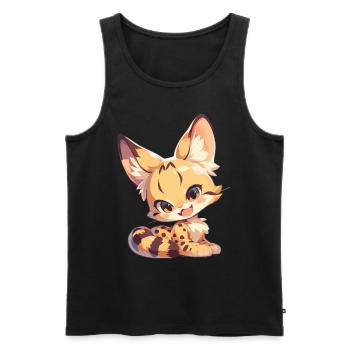 Servale Serval - Männer Premium Bio Tank Top - Schwarz - Vorne - AI Model Male 178 light (178cm)