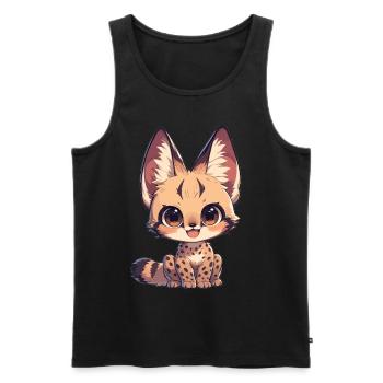 Servale Serval - Männer Premium Bio Tank Top - Schwarz - Vorne - AI Model Male 178 light (178cm)