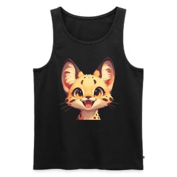 Servale Serval - Männer Premium Bio Tank Top - Schwarz - Vorne - AI Model Male 178 light (178cm)