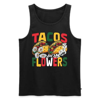 Nachos Mexique Plat mexicain Tacos Fleurs - Débardeur bio Premium Homme - noir - Devant - Michal (187cm)