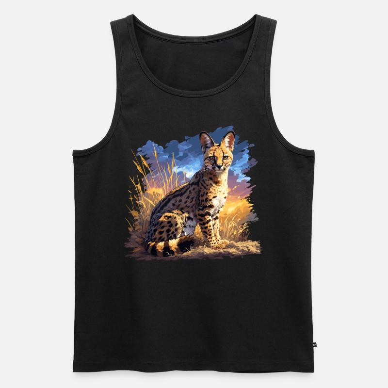 Servale Serval - Männer Premium Bio Tank Top - Schwarz