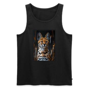 Servale Serval - Männer Premium Bio Tank Top - Schwarz - Vorne - AI Model Male 178 light (178cm)