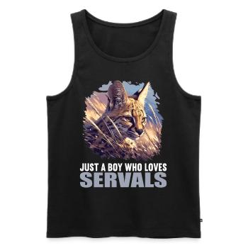Servale Serval - Männer Premium Bio Tank Top - Schwarz - Vorne - AI Model Male 178 light (178cm)