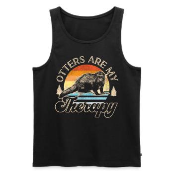 Otter Otters Are My Therapy - Men's Premium Organic Tank Top - black - Front - AI Model Male 178 light (178cm)