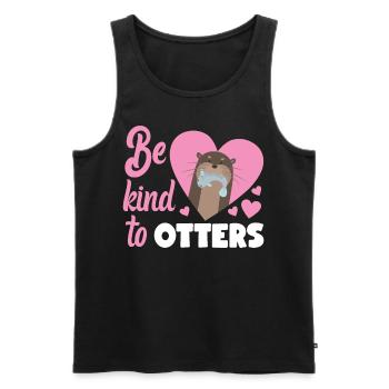 Otter Pun Be Kind To Otters - Men's Premium Organic Tank Top - black - Front - Michal (187cm)