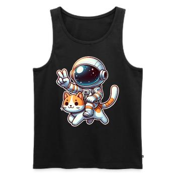Astronaut Katze - Männer Premium Bio Tank Top - Schwarz - Vorne - AI Model Male 178 light (178cm)