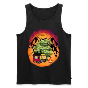 Construction Trailer Adventure Expedition Mountain Nature - Men's Premium Organic Tank Top - black - Front - AI Model Male 178 light (178cm)