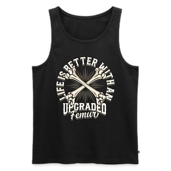 Beinbruch Gebrochener Oberschenkel - Männer Premium Bio Tank Top - Schwarz - Vorne - AI Model Male 178 light (178cm)