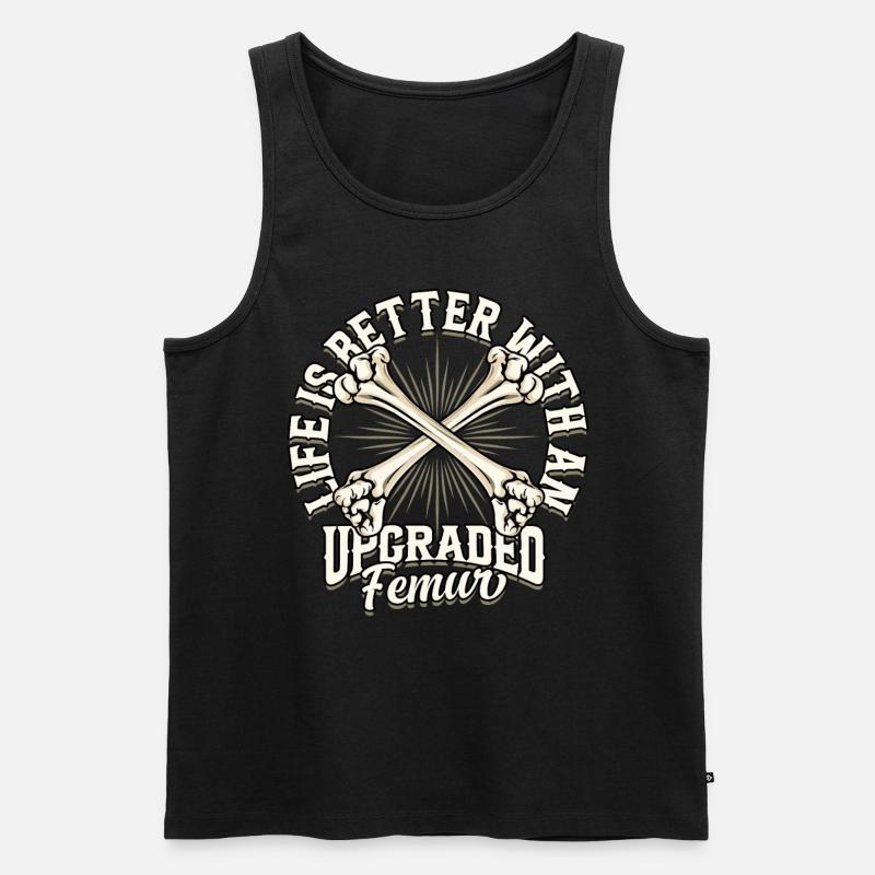 Beinbruch Gebrochener Oberschenkel - Männer Premium Bio Tank Top - Schwarz