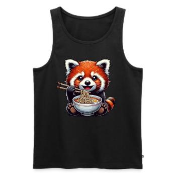 Panda roux, Panda roux, Panda ours, Nouilles ramen - Débardeur bio Premium Homme - noir - Devant - AI Model Male 178 light (178cm)