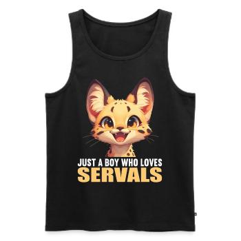 Servale Serval - Männer Premium Bio Tank Top - Schwarz - Vorne - AI Model Male 178 light (178cm)