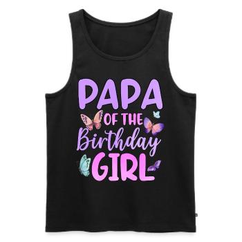 Papa de la fille d’anniversaire - Débardeur bio Premium Homme - noir - Devant - AI Model Male 178 light (178cm)