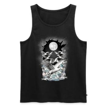 Nature mystique Mer du Nord Mer Baltique Mouettes Oiseaux de mer - Débardeur bio Premium Homme - noir - Devant - Michal (187cm)