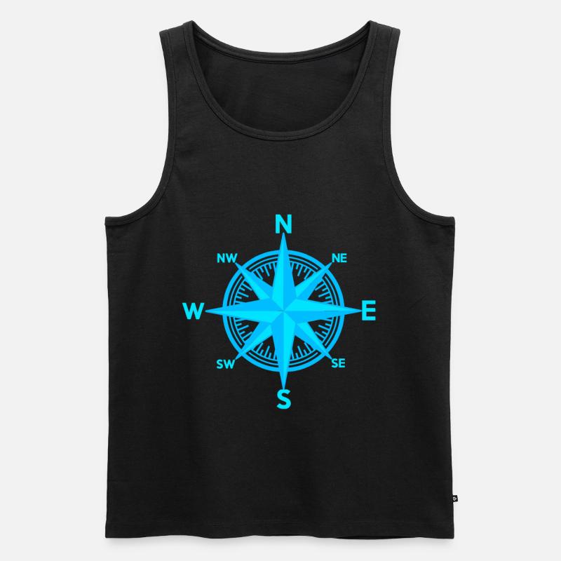 Windrose maritim Kompass Seemann Seefahrer - Männer Premium Bio Tank Top - Schwarz