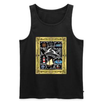 maritime sailor sailors - Men's Premium Organic Tank Top - black - Front - AI Model Male 178 light (178cm)