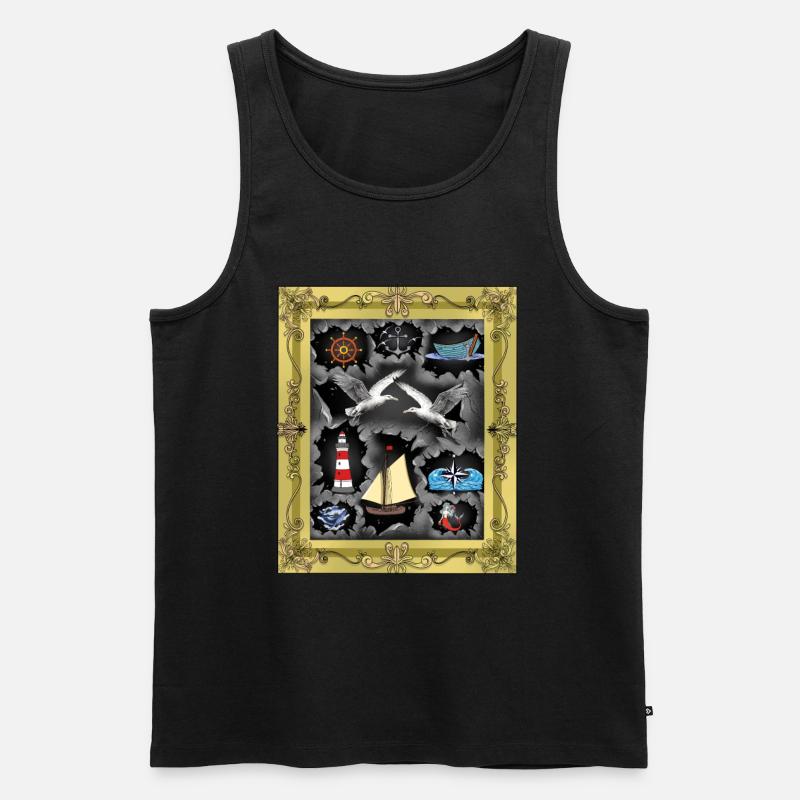 maritim Seemann Seemänner - Männer Premium Bio Tank Top - Schwarz