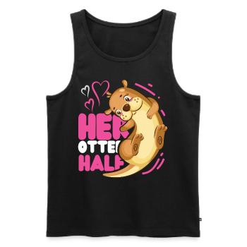 Couple Loutre Jeu de mots Saint-Valentin - Débardeur bio Premium Homme - noir - Devant - AI Model Male 178 light (178cm)