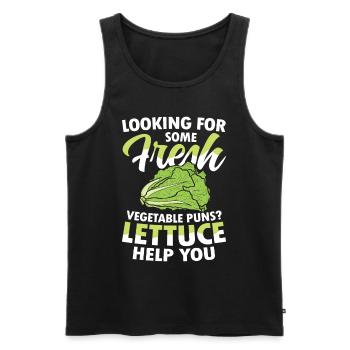 Looking For Some Fresh Vegetable Puns Lettuce - Männer Premium Bio Tank Top - Schwarz - Vorne - Michal (187cm)