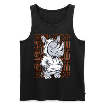 Rhino Rhino Hip Hop Animal Lover - Men's Premium Organic Tank Top - black - Front - AI Model Male 178 light (178cm)
