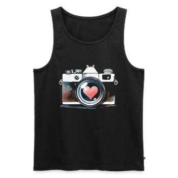 Photographer Photography Photographer Camera Heart - Men's Premium Organic Tank Top - black - Front - Michal (187cm)