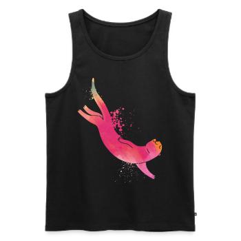 Otter Watercolor - Männer Premium Bio Tank Top - Schwarz - Vorne - Michal (187cm)