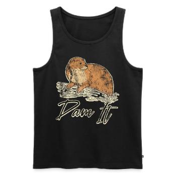 Otter Pun Dam It - Men's Premium Organic Tank Top - black - Front - Michal (187cm)