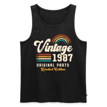 Vintage 1987 Birthday Retro - Men's Premium Organic Tank Top - black - Front - AI Model Male 178 light (178cm)