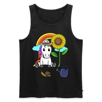 Einhorn Gärtner Sonnenblume Hobbygärtner Schnecke - Männer Premium Bio Tank Top - Schwarz - Vorne - AI Model Male 178 light (178cm)
