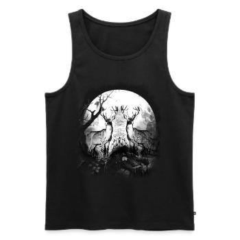 Cerf Suède Finlande Norvège Nature - Débardeur bio Premium Homme - noir - Devant - Michal (187cm)