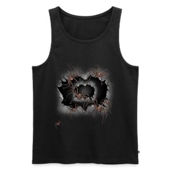 Araignées d’Halloween Araignées araignées Phobie Panique - Débardeur bio Premium Homme - noir - Devant - AI Model Male 178 light (178cm)