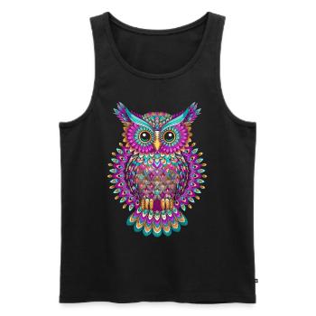 Streetart Eule für eine Street Art Fans Künstler - Männer Premium Bio Tank Top - Schwarz - Vorne - AI Model Male 178 light (178cm)